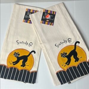 Ritz Scaredy Cat Halloween Kitchen Towels set of two